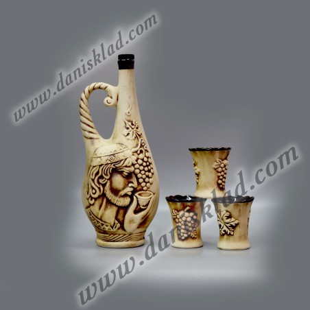 КОМПЛЕКТ ЗА АЛКОХОЛ И 3 БР. ЧАШИ
